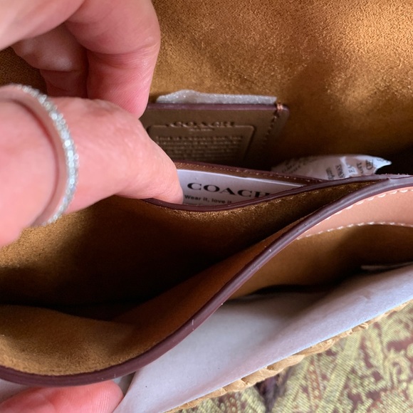 RARE🔥Authentic COACH Leather/suede/Straw flap logo Crosby/shoulder/wristlet bag - Picture 10 of 16